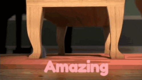 a wooden stool with the word amazing written on the floor