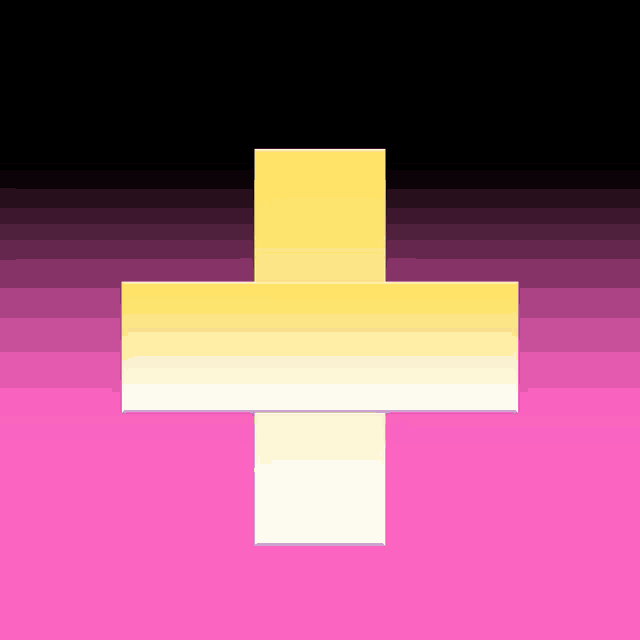 a yellow and white cross on a black and pink background .