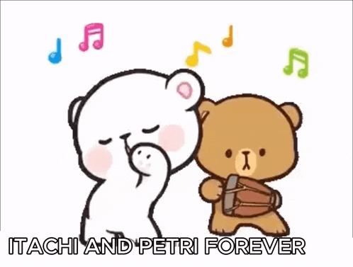 a couple of teddy bears are dancing to music .