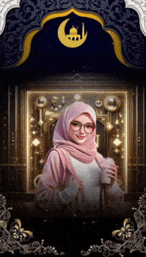 a woman wearing a pink hijab and glasses holds a cup of coffee