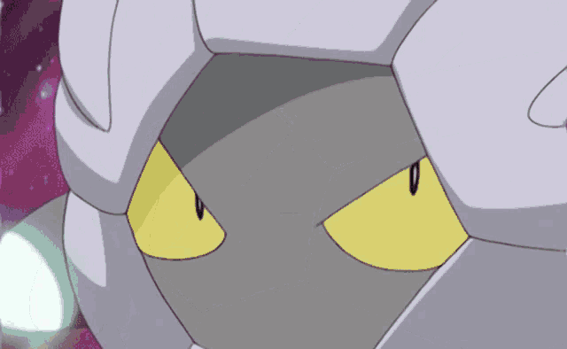 a close up of a cartoon character 's eyes with a purple background
