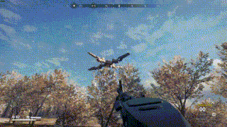 a person is holding a gun in front of a statue in a video game ..