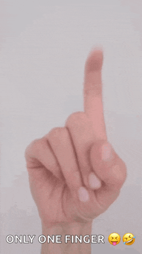 a close up of a person 's hand with the words only one finger written below it