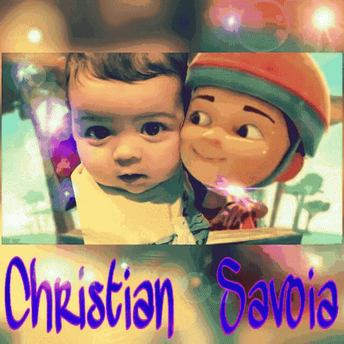 a picture of a baby and a cartoon character with the name christian savoia on it