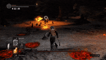 a video game is being played and the player is fighting a demon