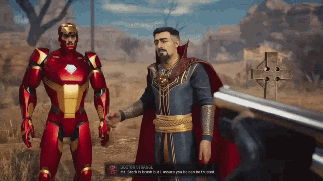 iron man and doctor strange are standing next to each other