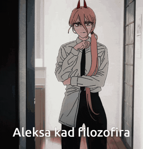 a cartoon of a girl with horns and the words aleksa kad filozofia on the bottom