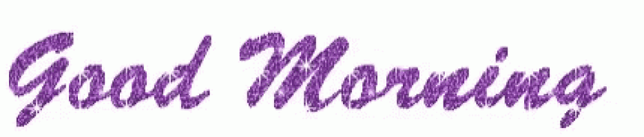 a purple text that says good morning on a white background
