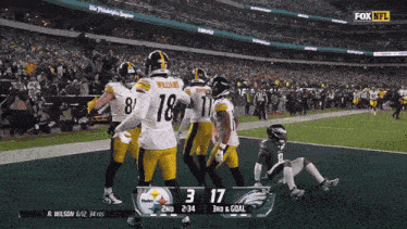 a football game between the steelers and the eagles with a score of 3 to 17
