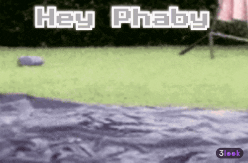 a purple blanket with the words hey phaby written in white letters