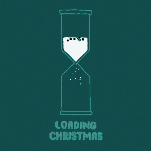an hourglass with the words loading christmas written on the bottom