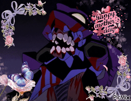 a picture of a robot with flowers and the words happy mother 's day on it