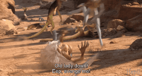 a scene from a movie with the words old lady down