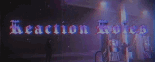 a person standing in front of a sign that says " reaction roles "