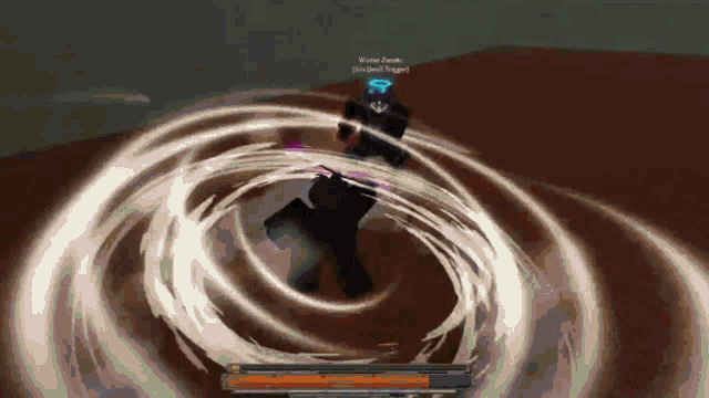 a person in a video game is spinning in a circle and using a sword .