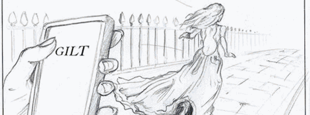 a cartoon of a man riding a bicycle and waving at a woman in a window .