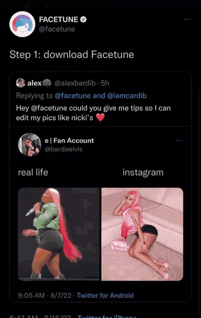 a screenshot of a tweet about facetune and nicki minaj