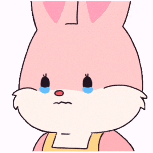 a cartoon bunny is crying with tears coming out of its eyes