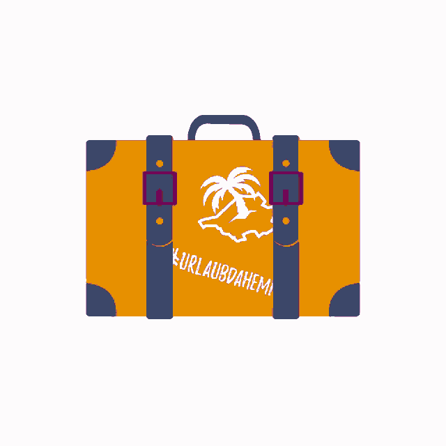 an orange suitcase with a palm tree and the words urlaubdahem