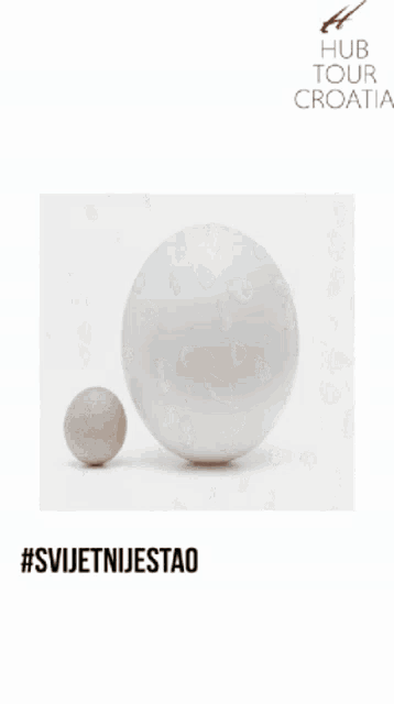 a poster for hub tour croatia has a picture of a pile of eggs