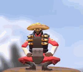 a cartoon character wearing a sombrero is squatting on a table