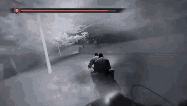 a video game is being played with a red circle in the middle of the screen