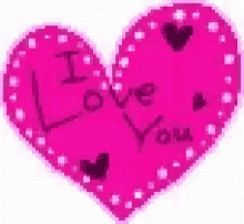 a pink heart with the words `` i love you '' written in it