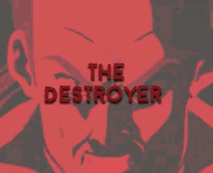 the word destroyer that is on a red background