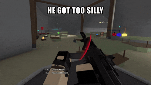 a screenshot of a video game with the words he got too silly above it