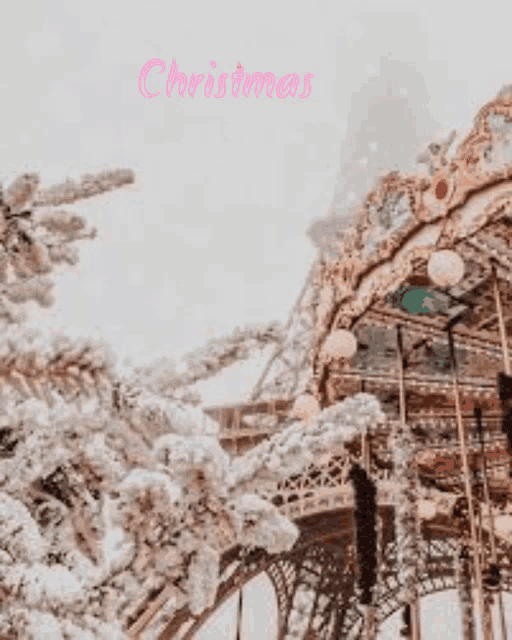 a picture of a merry go round with the words christmas written on the bottom