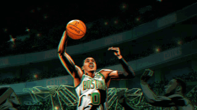 a cartoon of a boston celtics basketball player