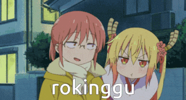 two anime girls are standing next to each other with the word rokinggu written on the bottom