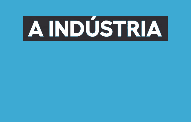 a sign that says a industria ta no home office on a blue background