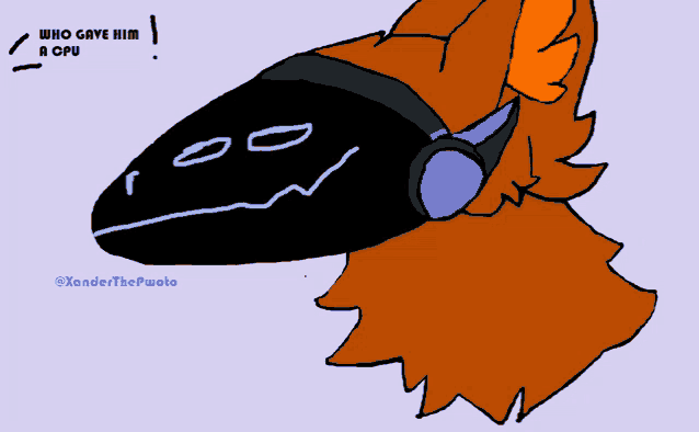 a drawing of a robot with the words who gave him a cpu above it