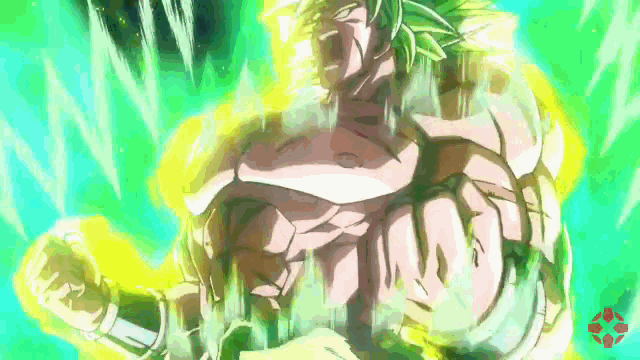 a cartoon of a man with a fist in the air and a green background .