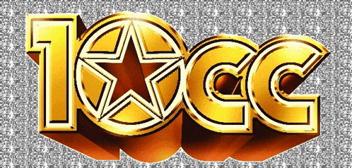 a gold sign that says 10cc with a star in the center