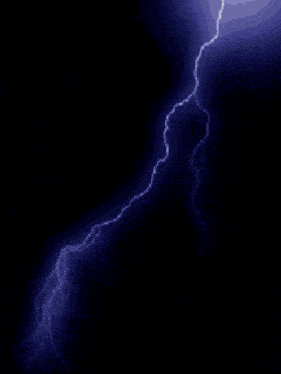 a lightning bolt strikes against a purple background