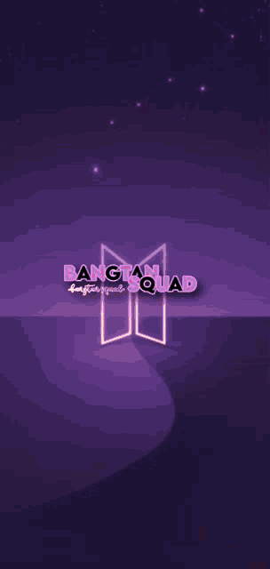 a bangtan squad logo is displayed on a purple background
