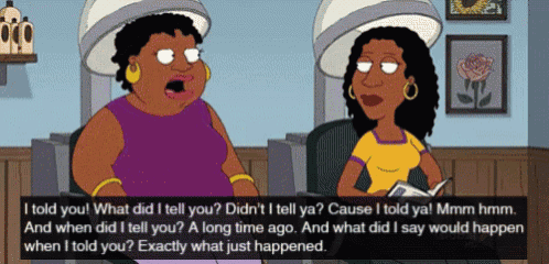 a cartoon of two women talking to each other with a caption that says " exactly what just happened "