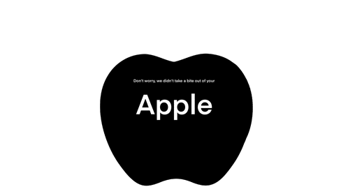 a black apple with the words " apple " on it