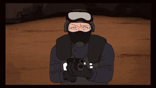 a cartoon of a man wearing a jacket that says ri on it