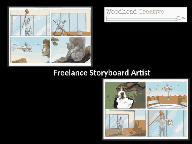 a picture of a freelance storyboard artist is displayed
