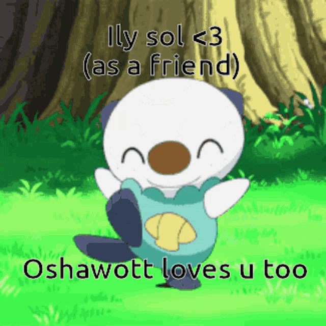 a cartoon of an otter that says ' illy sol < 3 as a friend '