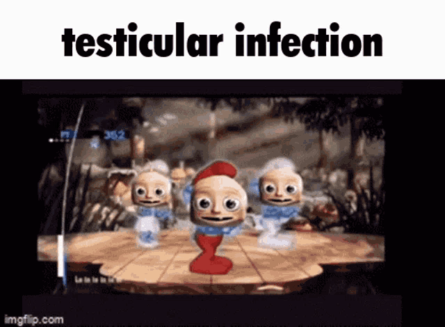 a screenshot of a video game that says testicular infection on it