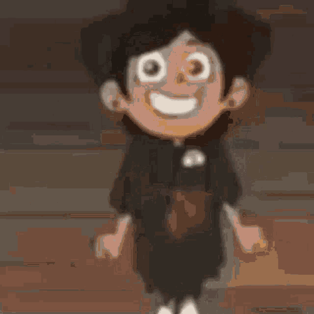 a cartoon character with a pearl on her head is standing in a dark hallway .