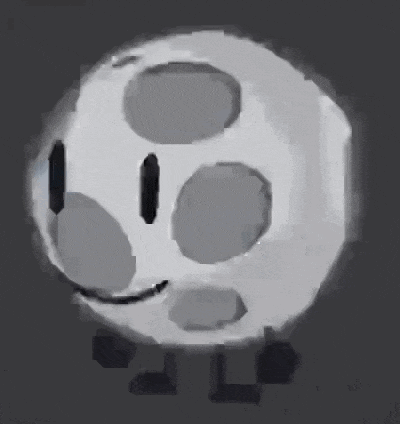 a drawing of a soccer ball with a face and legs .