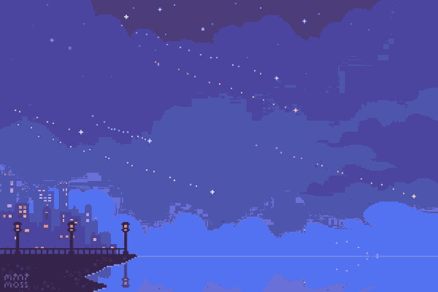 a pixel art of a train going through the water