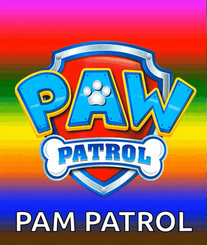 a paw patrol logo with the name pam patrol below it