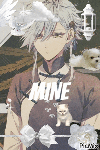 a picture of a boy with the word mine written on it