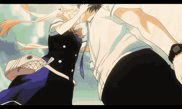 a man and a girl are kissing in a cartoon